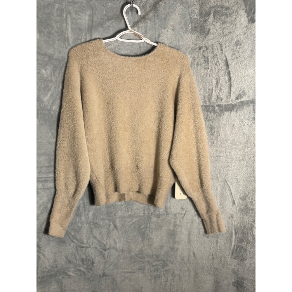 Joie Wear-2-Ways Fuzzy Eyelash Knit Cardigan Sweater Beige Pearl
Button L New